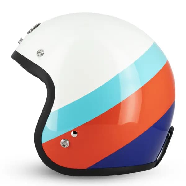 Casque Jet Café Racer S250 Blanc Bleu Ciel Rouge Brillant Taille XS Gasoline 3