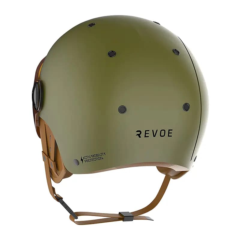 Casque vélo adulte REVOE Premium urbain-city kaki mat taille 59-60 visière réglable protection oreille amovible EN1078+A1 4