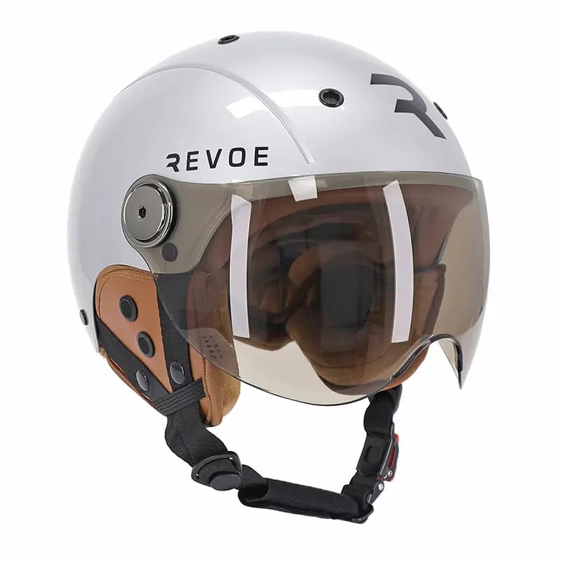 Casque vélo adulte Revoe Premium Urbain-City gris silver taille 55-56 visière réglable protection oreille amovible homologation EN1078+A1 2