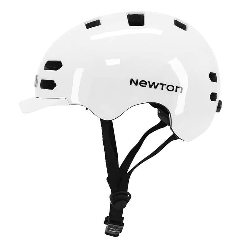 Casque vélo adulte NEWTON Newton urbain-city V4 blanc brillant in-mold avec visière 55-58 et éclairage intégré 4