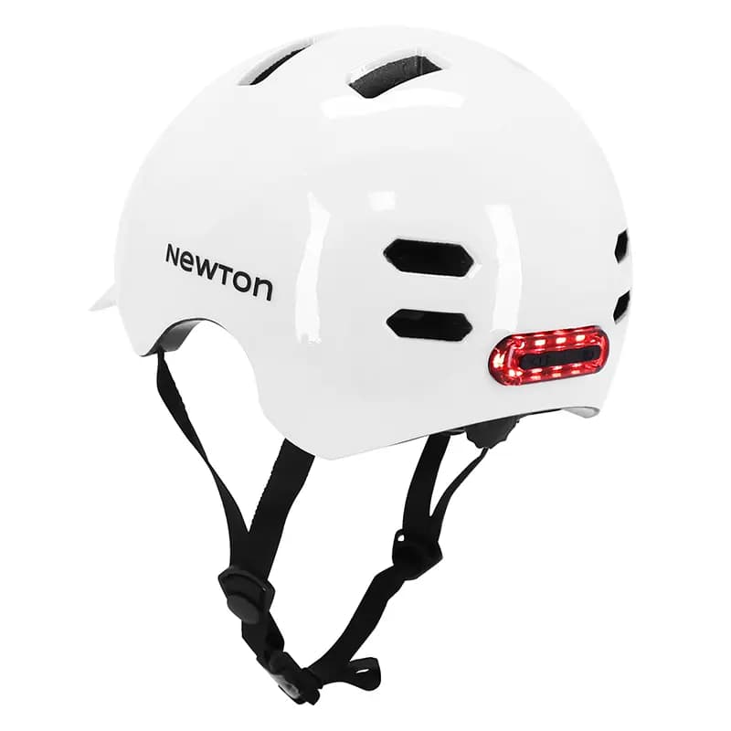 Casque vélo adulte Newton urbain-city V4 blanc brillant in-mold avec visière taille 58-61 éclairage intégré boucle Fidlock 5