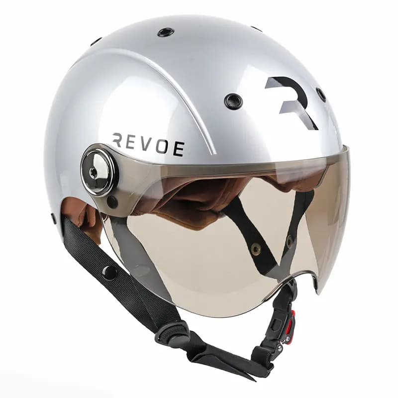 Casque vélo adulte Revoe Premium urbain-city gris silver taille 57-58 visière réglable protection oreille amovible homologation EN1078+A1